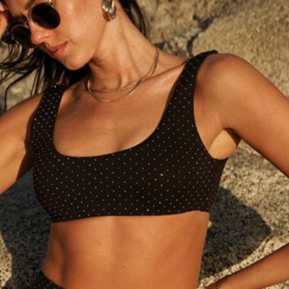 L*Space Black Studded Lizzie Bikini Top•NWT - Picture 2 of 7
